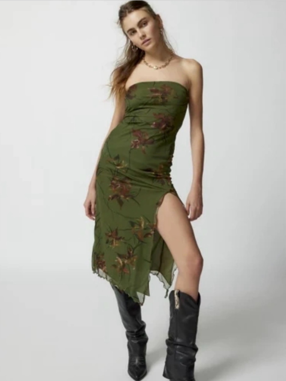 Urban outfitters Floral Slip Skirt with Side Slit - size xs